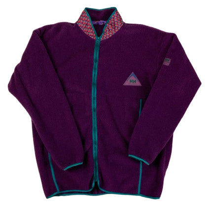 Vintage 90s Helly Hansen Purple Outdoor Fleece Zip Up Jacket L XL