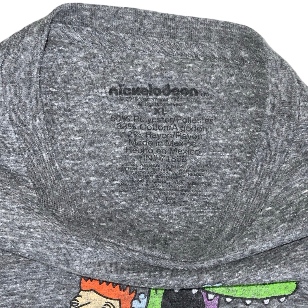 Vintage 90s 'Nickelodeon' RETRO Hey Arnold! Real Monsters Rugrats Cartoon Grey Graphic T-Shirt L XL