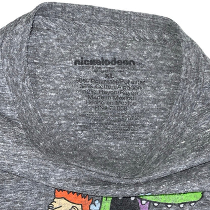 Vintage 90s 'Nickelodeon' RETRO Hey Arnold! Real Monsters Rugrats Cartoon Grey Graphic T-Shirt L XL