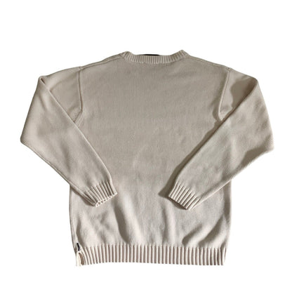 Vintage Timberland Weather Gear Cream & Navy Knit Jumper XS S
