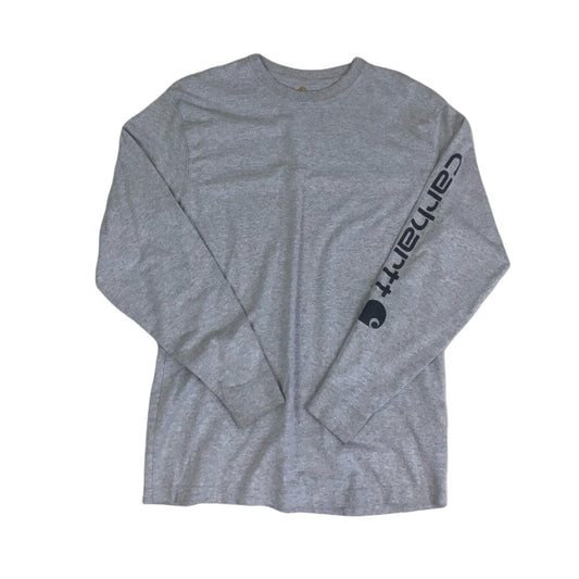 Vintage 90s 'Carhartt' Grey Long Sleeved Spell-Out T-Shirt M