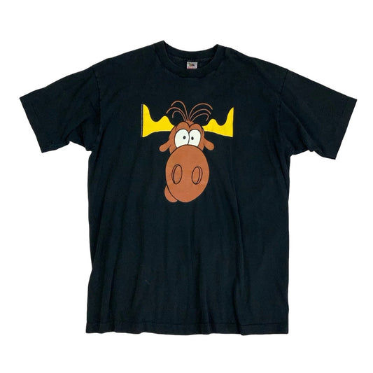 Vintage 1993 'Fruit of the Loom' Black Taco Bell Promo Rocky Bullwinkle Graphic