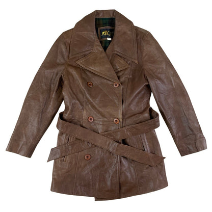 Vintage 'Senorita' Brown Leather Coat 12 14