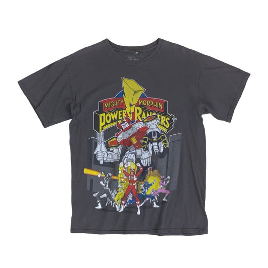 Vintage 90s 'Mighty Morphin Power Rangers' Cartoon Network Promo Grey Graphic T-Shirt S M