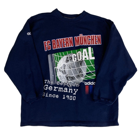 Vintage 90s Graphic Navy Bayern Munich Football Sweatshirt M L