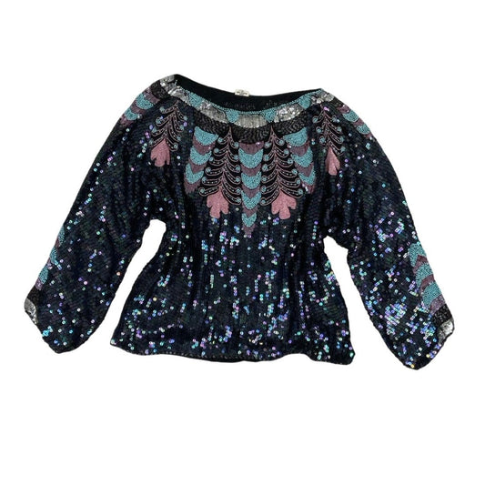 Vintage Lurex Sequin Bead Party Wear Top 14 16 18
