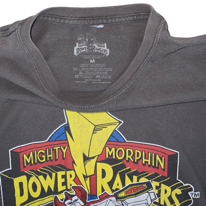 Vintage 90s 'Mighty Morphin Power Rangers' Cartoon Network Promo Grey Graphic T-Shirt S M