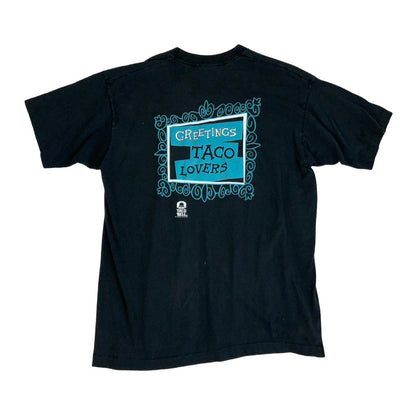 Vintage 1993 'Fruit of the Loom' Black Taco Bell Promo Rocky Bullwinkle Graphic