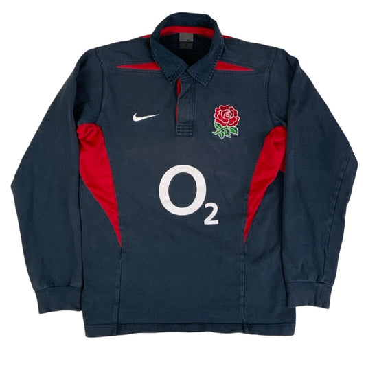 00s Nike England Rugby Team Long Sleeve Polo Shirt S M