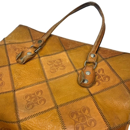 Vintage Brown Patchwork Leather Handbag
