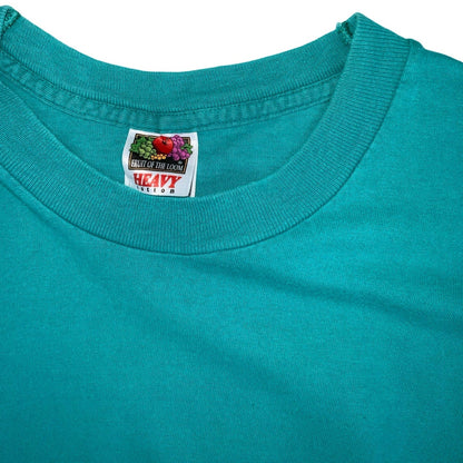 Vintage 90s 'Fruit of the Loom' Green Surf Graphic Short Sleeved Single Stitch T-Shirt M L