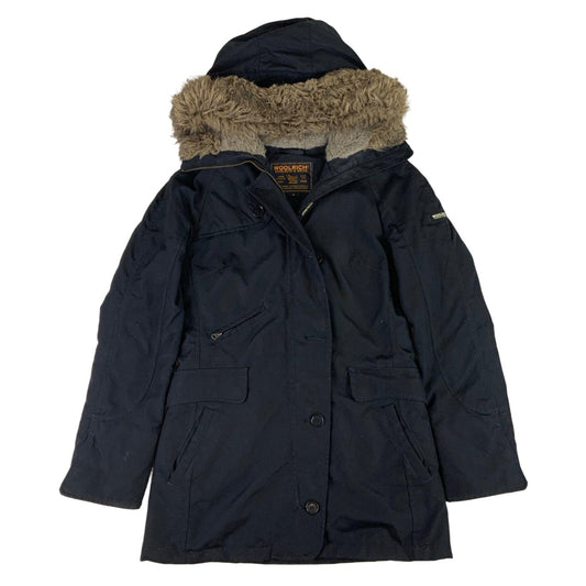 Black 'Woolrich' Faux Fur Hooded Parka Jacket S M