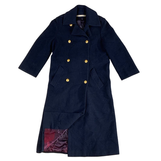 Vintage Navy Wool Trench Coat M L