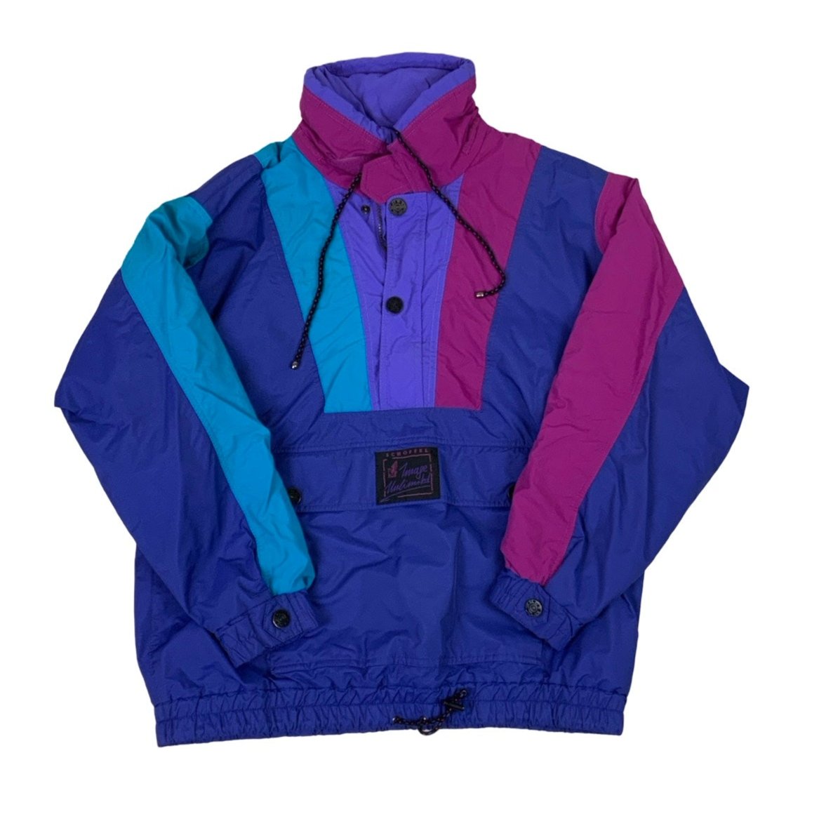 Vintage 90s 'Schöffel Image Unlimited' Pink Purple Green Pull-Over Windbreaker XL