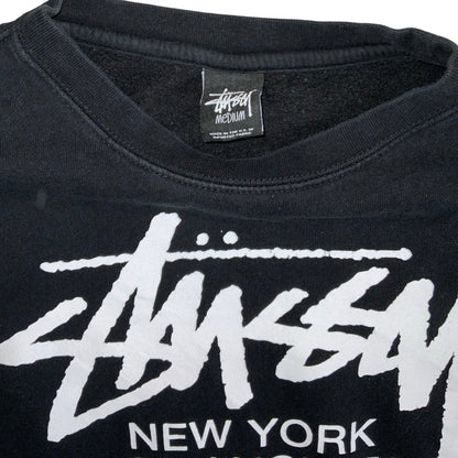Vintage y2k 'Stüssy' Black Spell-Out Long Sleeved Graphic Sweatshirt M