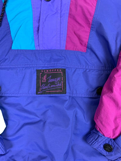 Vintage 90s 'Schöffel Image Unlimited' Pink Purple Green Pull-Over Windbreaker XL