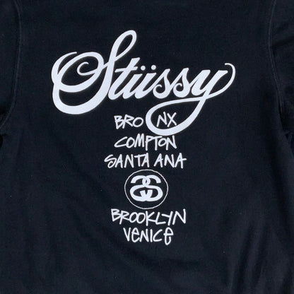 Vintage y2k 'Stüssy' Black Spell-Out Long Sleeved Graphic Sweatshirt M