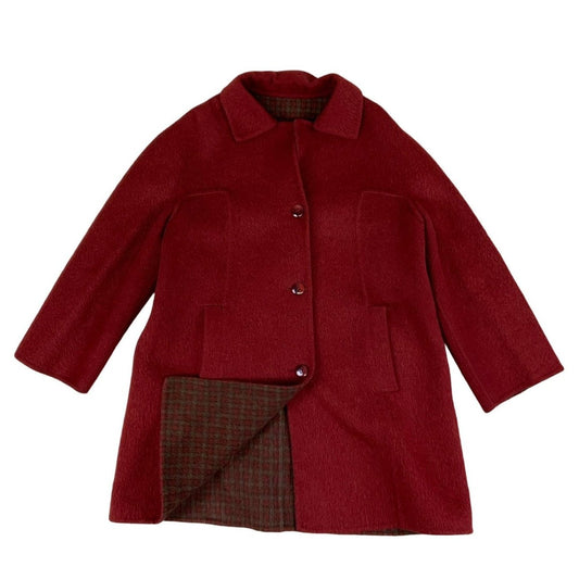 Vintage Red Wool Womens Coat 14 16 18