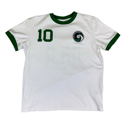 Vintage Reissue RARE Pele White Ringer Football T-shirt M L