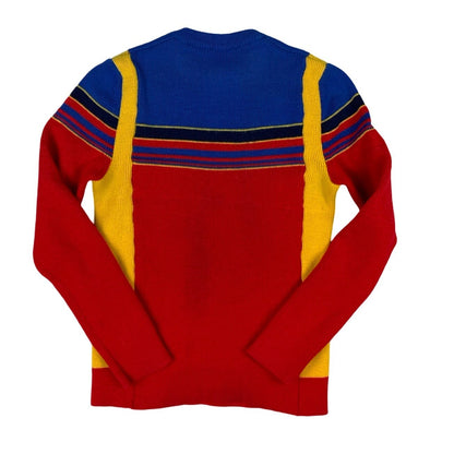 70s 80s Vintage Colour Blocked Knitted Jumper XS 10 12