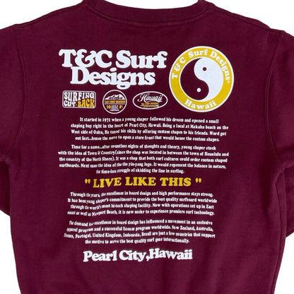 Vintage 90s 'Town & City Surf Design' Burgundy Spell-Out Sweatshirt S M