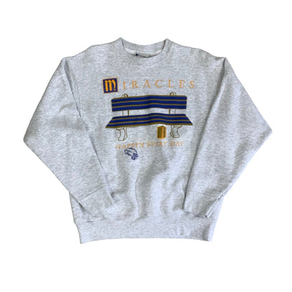 Vintage 90s 'Paramount Pictures' Grey Forest Gump Bench 'Miracles Happen Everyday' Graphic Sweatshirt S M