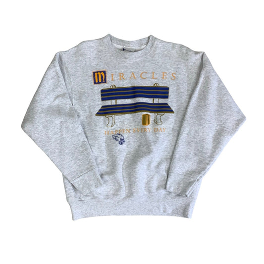 Vintage 90s 'Paramount Pictures' Grey Forest Gump Bench 'Miracles Happen Everyday' Graphic Sweatshirt S M