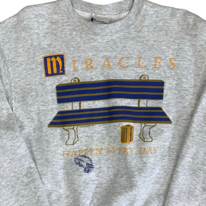 Vintage 90s 'Paramount Pictures' Grey Forest Gump Bench 'Miracles Happen Everyday' Graphic Sweatshirt S M