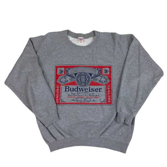 Vintage 90s Budweiser Graphic Grey Sweatshirt S M