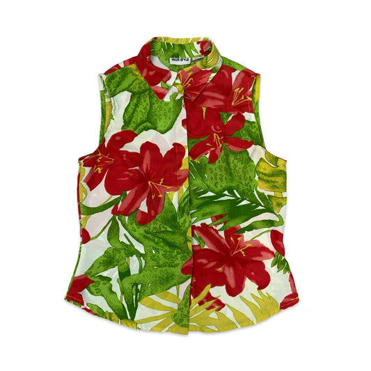Vintage Floral Sleeveless Blouse 10