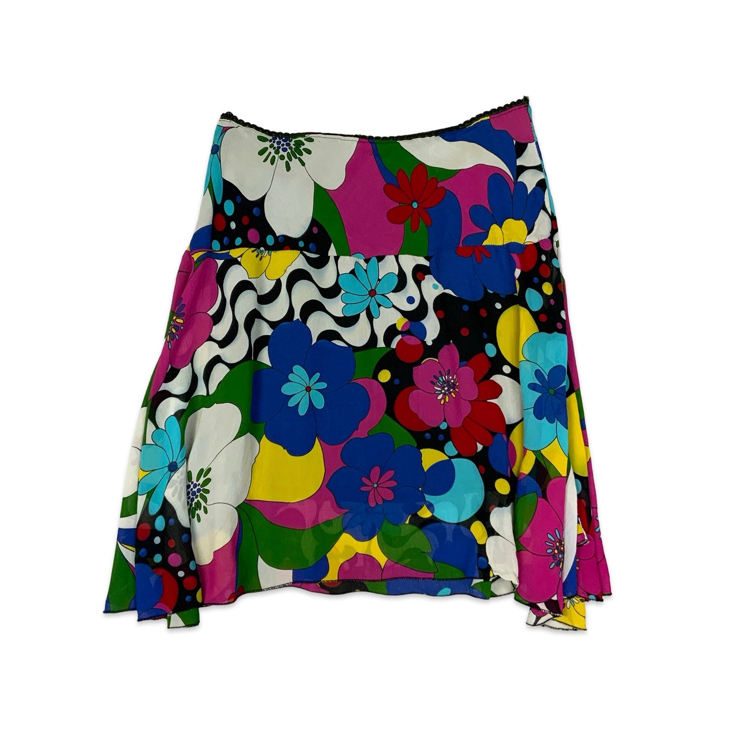 Y2K Bright Floral Midi Skirt 12 14