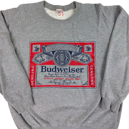 Vintage 90s Budweiser Graphic Grey Sweatshirt S M