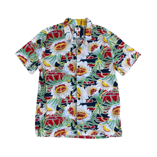 Vintage 90s 'Levi's' Hawaiian Fruity Abstract Floral Short Sleeved Shirt M L