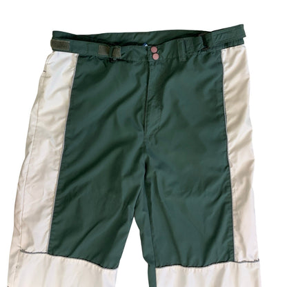 Vintage 2000s Y2k Fishbone Green & White Flared Track Pant L XL