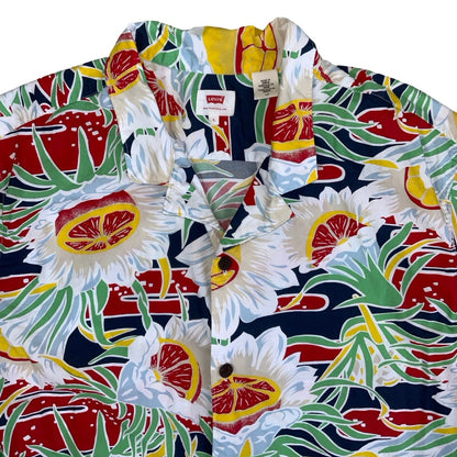 Vintage 90s 'Levi's' Hawaiian Fruity Abstract Floral Short Sleeved Shirt M L