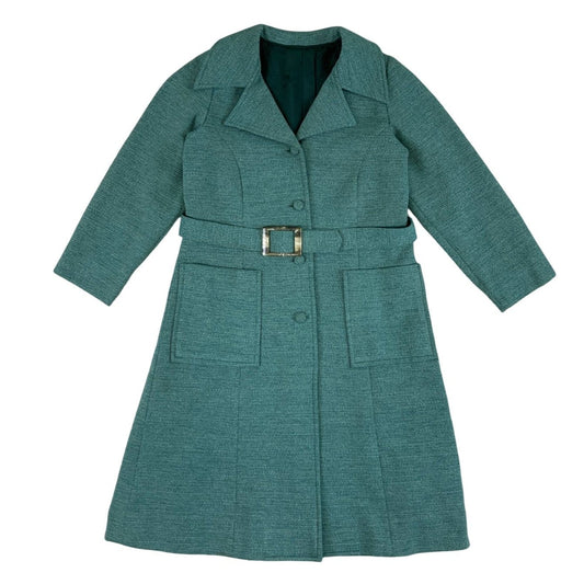 Vintage Turquoise Winter Wool Long Coat 6 8