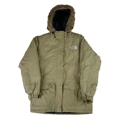 Vintage The North Face 00s Cream Faux Fur Hooded Parka S M