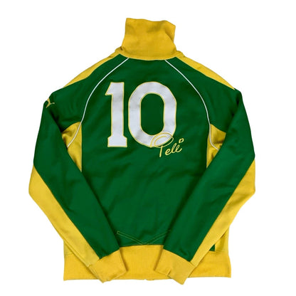 Puma Pele Vintage 00s Brazil Football Green Track Sports Jacket S M
