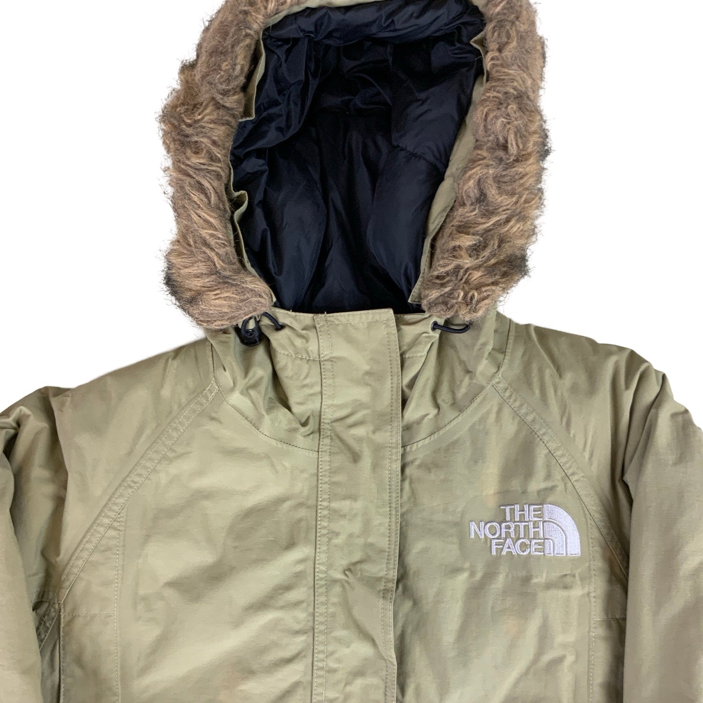 Vintage The North Face 00s Cream Faux Fur Hooded Parka S M