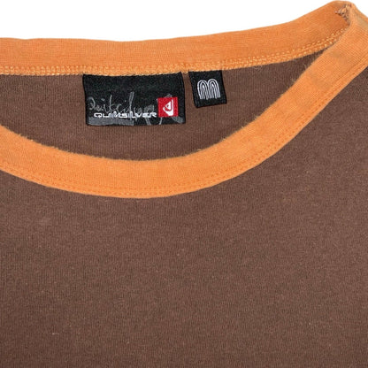 Vintage 90s 'Quicksilver' Australia Brown Graphic Short Sleeved Surf Baby Tee T-Shirt S M