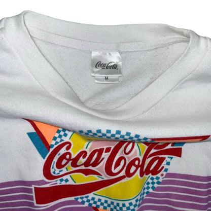 Vintage RETRO y2k 'Coca-Cola' Logo Crop White Graphic Sweatshirt S M