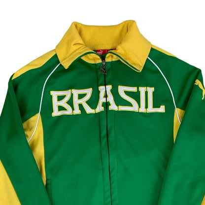 Puma Pele Vintage 00s Brazil Football Green Track Sports Jacket S M
