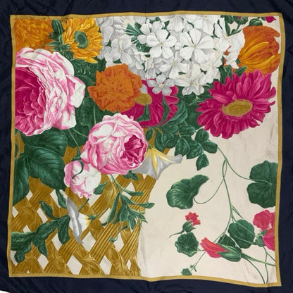 Vintage Floral Multi Colour Silk Scarf
