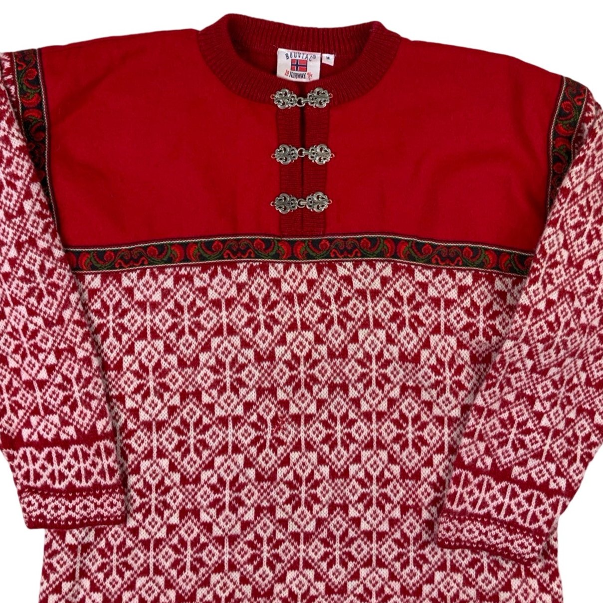 Red Bouviac Norway Chunky Nordic Knit jumper S M
