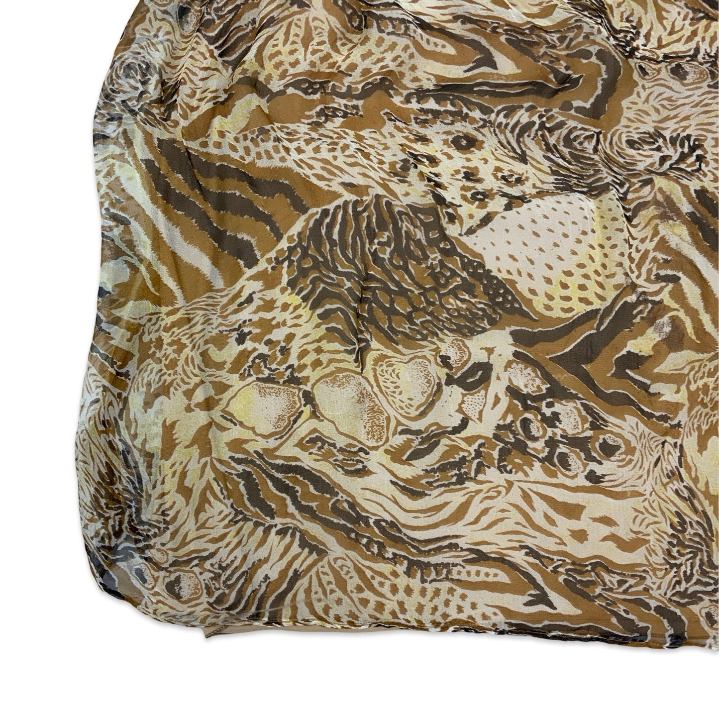 Vintage Brown & Beige Animal Print Pleated Maxi Skirt 4 6 8