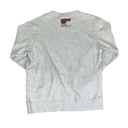 Vintage 90s 'Design T-Shirts Store Graniph' Wooden Animal Puzzle Brown Grey Graphic Sweatshirt