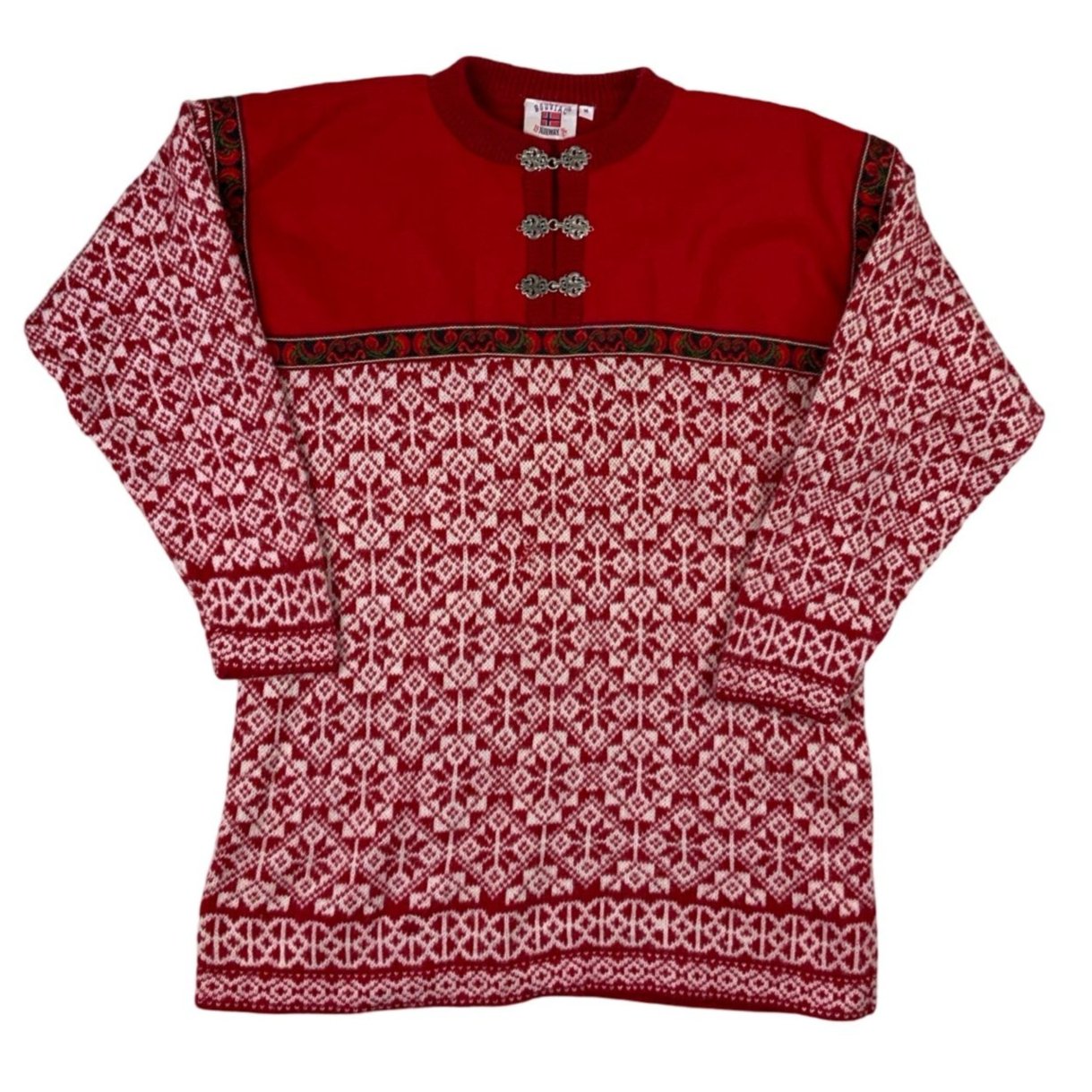 Red Bouviac Norway Chunky Nordic Knit jumper S M