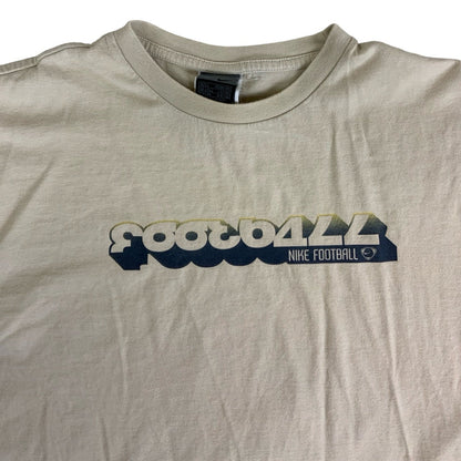 90s Vintage Nike 'Football' Graphic Cream T-Shirt M L