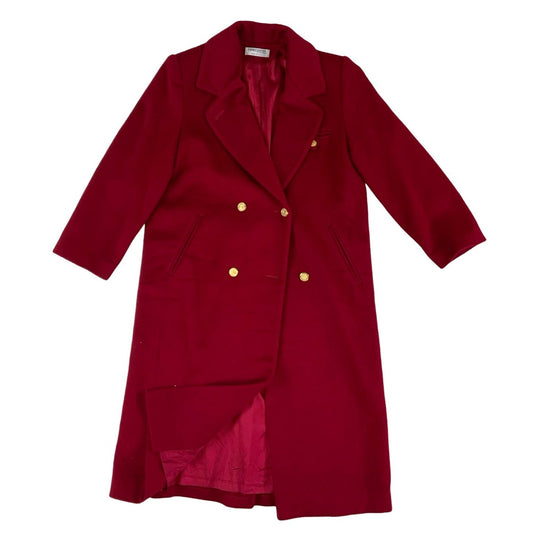 Vintage Forcaster Red Wool Trench Coat L 12 14 16
