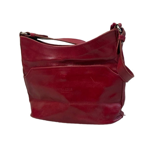 Vintage 'Vera Pelle' Red Leather Handbag